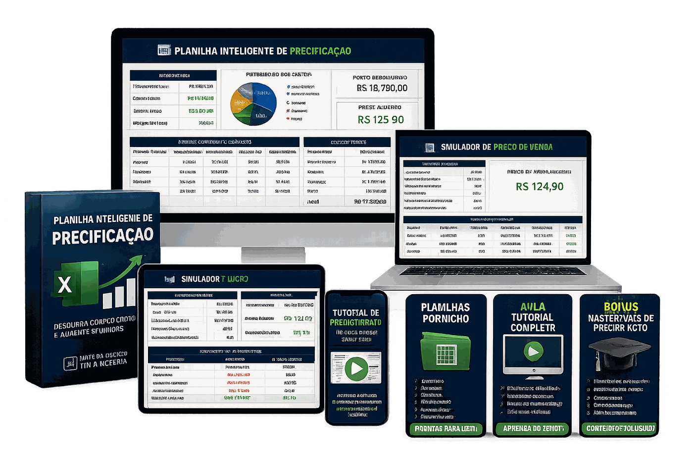 Tudo que você recebe: Planilha, simuladores, planilhas por nicho, tutoriais e masterclass bônus